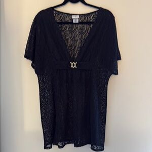 Jaclyn Smith black swim cover up lace